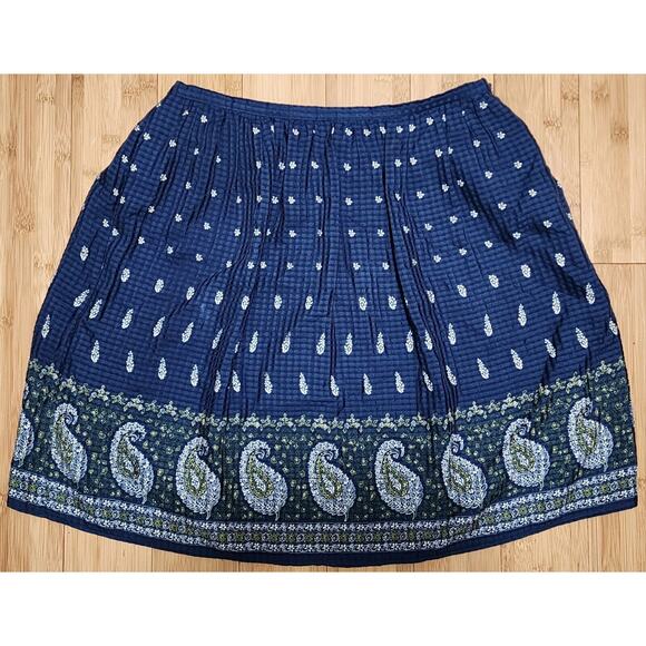 Madewell Gamine Mini Skirt Silk Paisley Floral Blue Women's Sz 6 Lined Side Zip - Picture 1 of 9